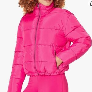 Hot pink puffer jacket